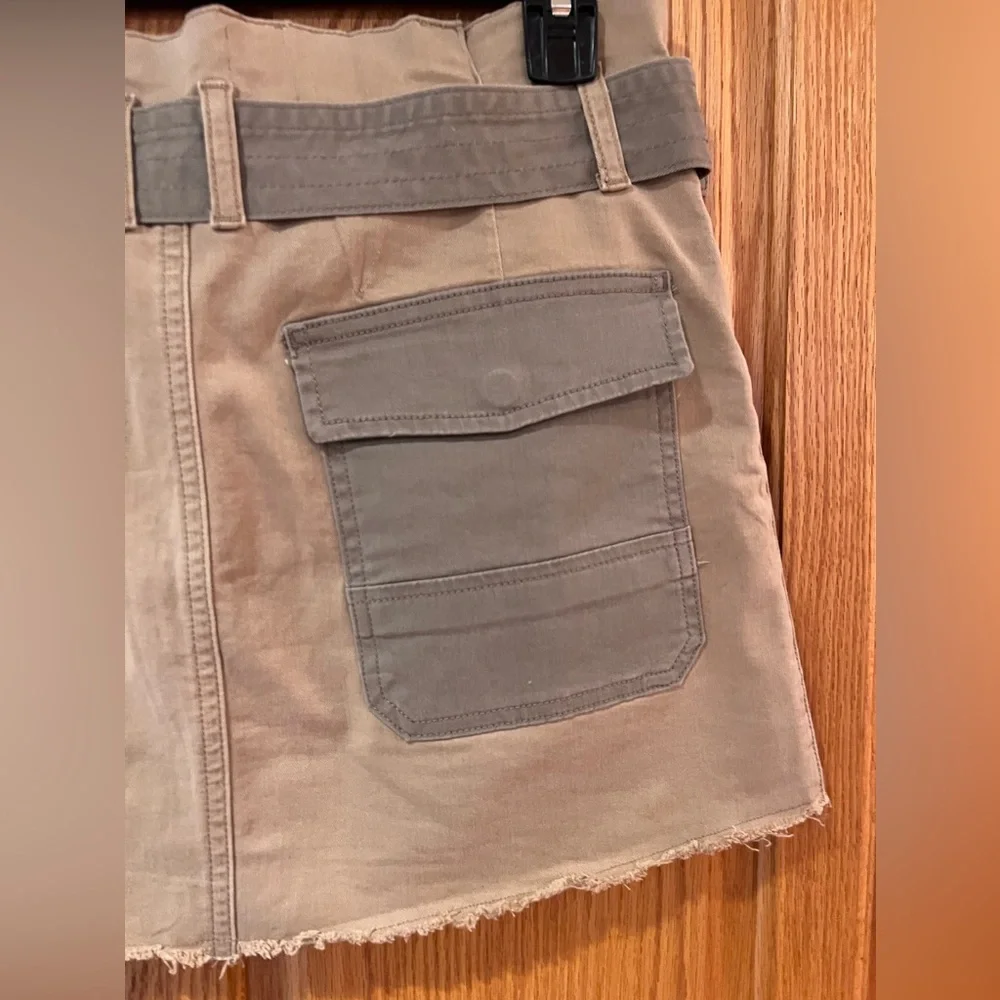 FRAME Paperbag High-Rise‎ Raw Hem Stretch Cotton Mini Skirt Cargo Multi Size 27 - Picture 10 of 16